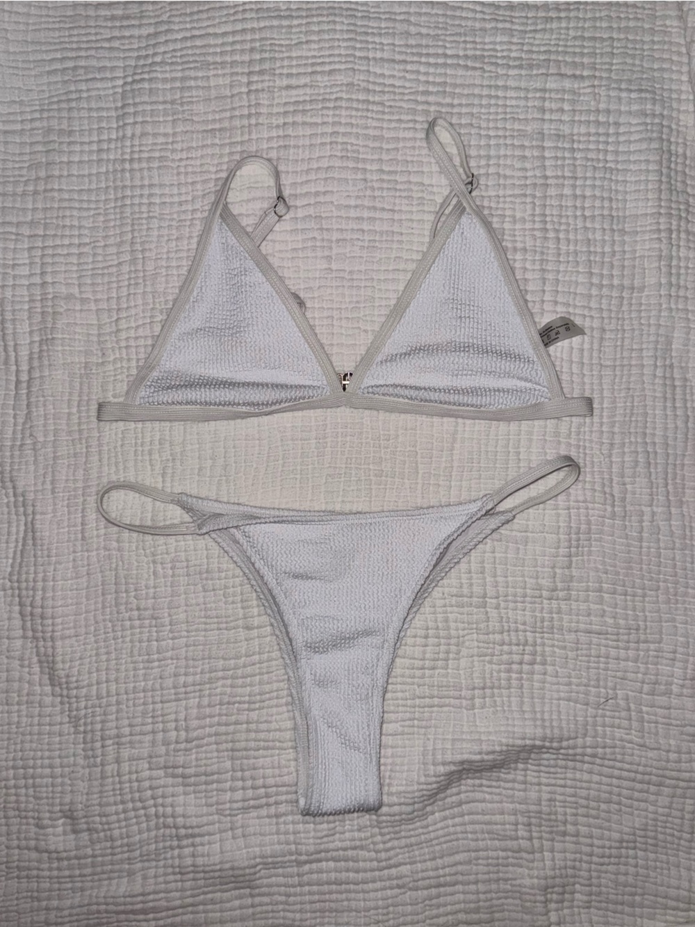 SHEIN White Textured Triangle Bikini Set